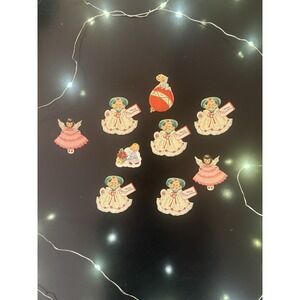 9 Vtg. 1950s Christmas Seals Gummed Stickers Christmas Angel, Christmas Girl